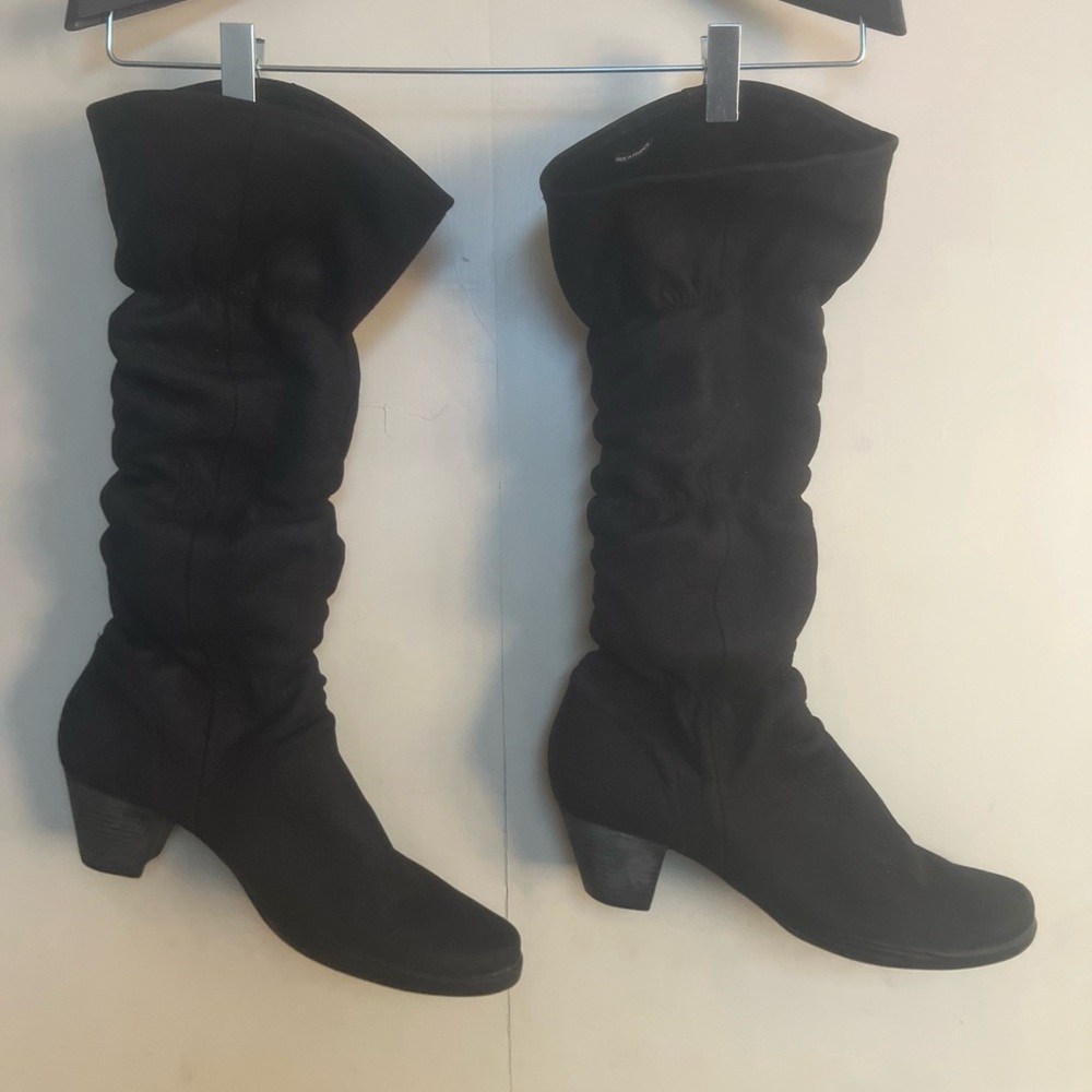 Arche France Nubuck Leather Black Slouchy Tall Boots 40/ 9 US